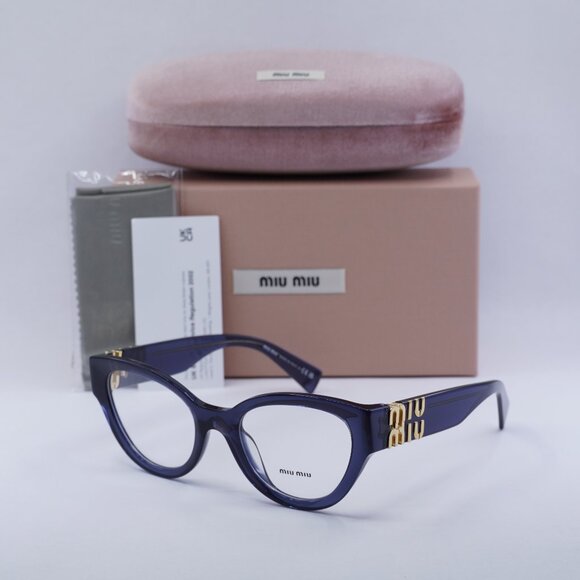 Miu Miu MU01VV 08Q1O1 Cat Eye Eyeglasses – Blue Transparent 52mm - Picture 1 of 10